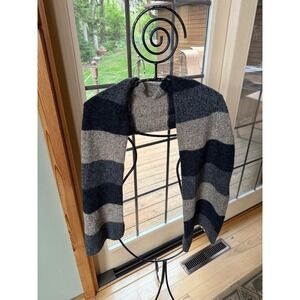 Pendleton Mens Striped Wool Scarf Grey Beige 100% Virgin Shetland Wool RN 23605